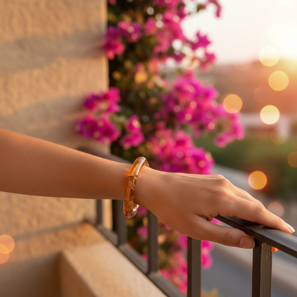 Bamboo Stretch Bracelet - Amber