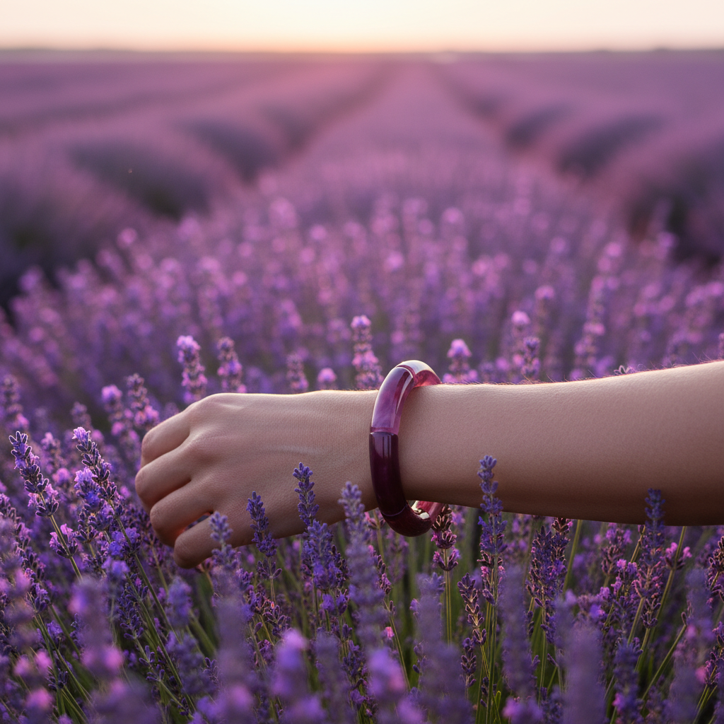 Bamboo Stretch Bracelet - Plum