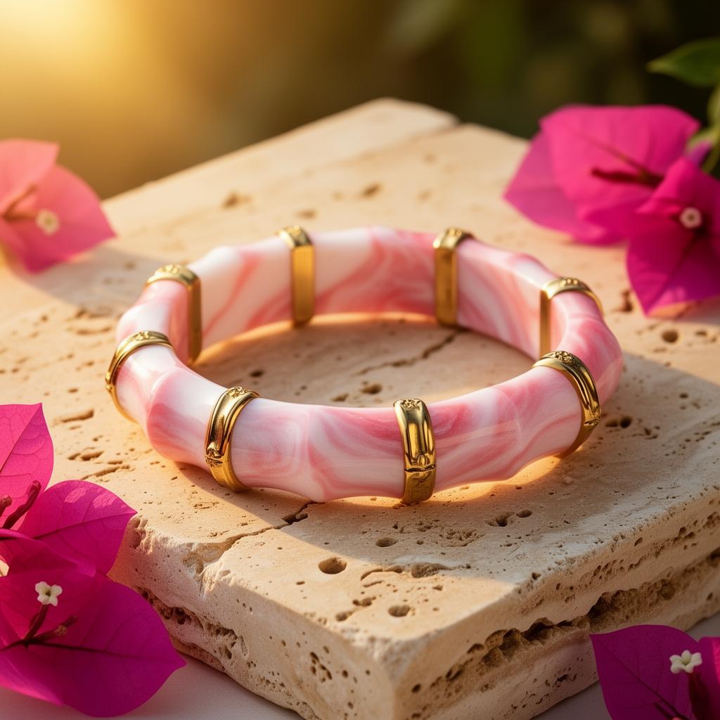 Bamboo Bangle Rose Marble