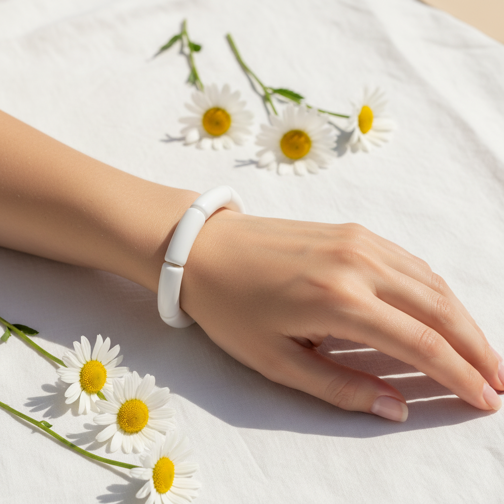 Bamboo Stretch Bracelet - White