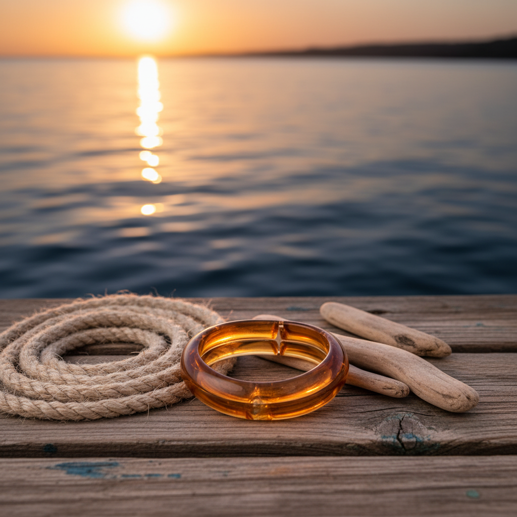 Chunky Acrylic Bangle - Amber
