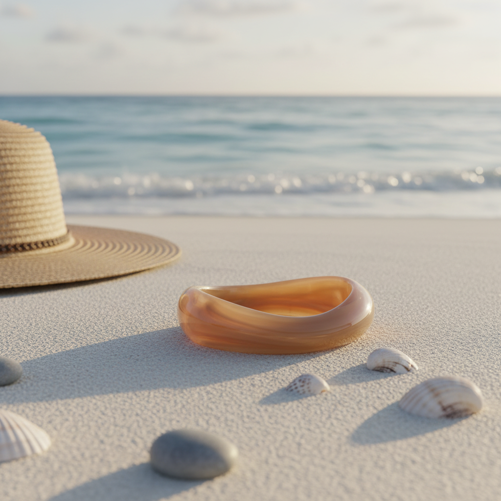 Chunky Acrylic Bangle - Honey