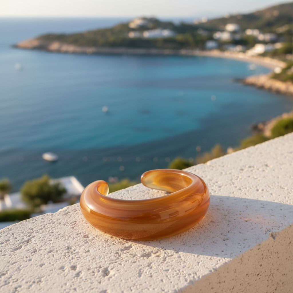 Cuff Resin Bangle - Amber