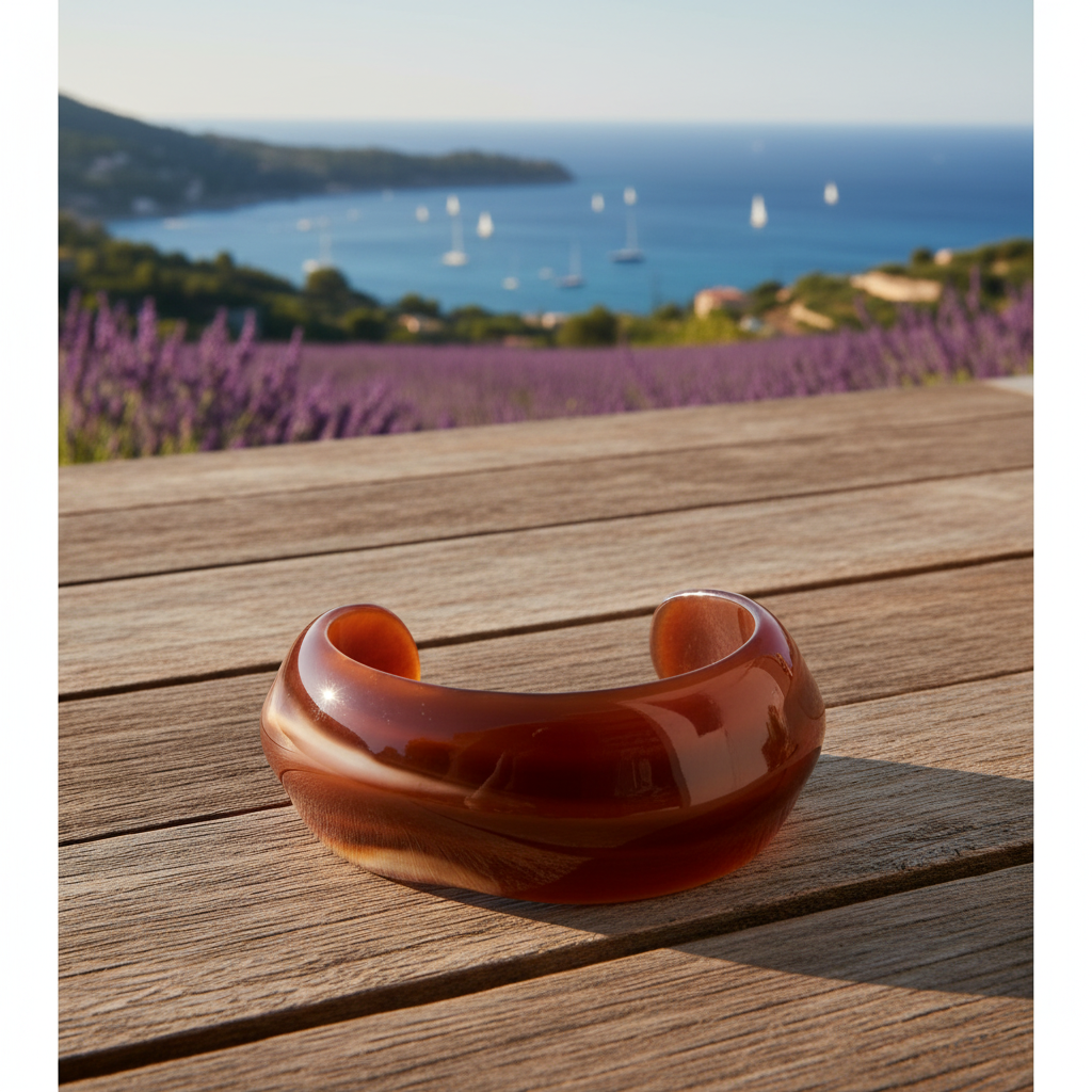 Acrylic Cuff Bracelet - Cognac
