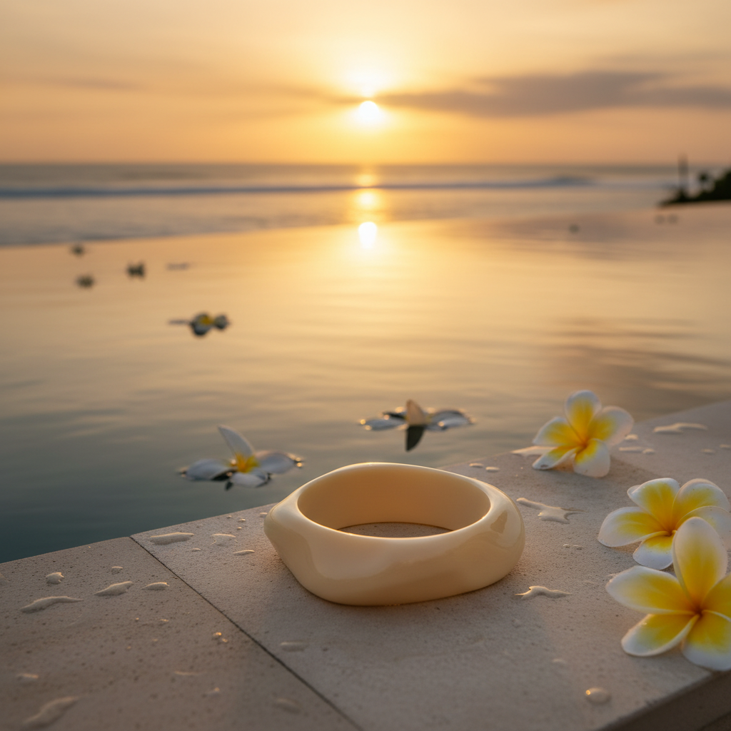 Geometric Acrylic Bangle - Cream