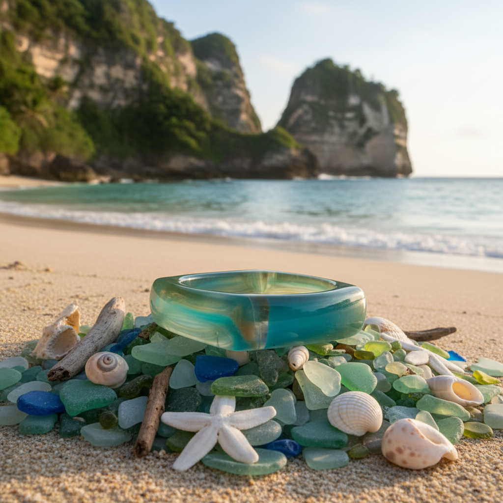 Geometric Acrylic Bangle - Ocean