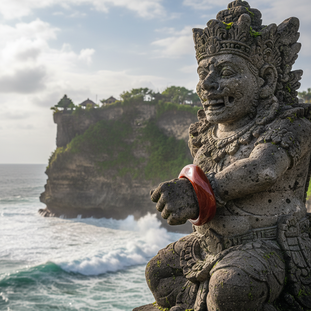 Geometric Acrylic Bangle - Terracotta