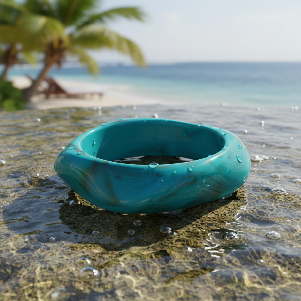 Geometric Acrylic Bangle - Turquoise