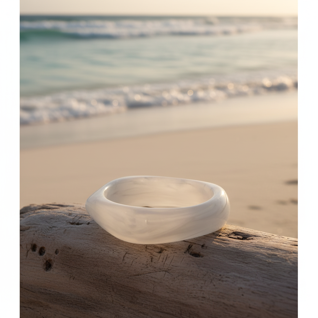 Geometric Acrylic Bangle - White