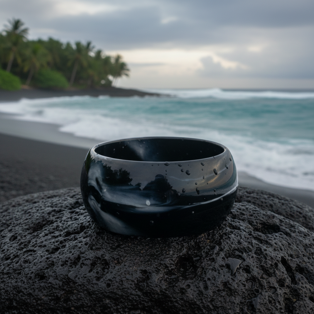 Chunky Round Bangle - Black