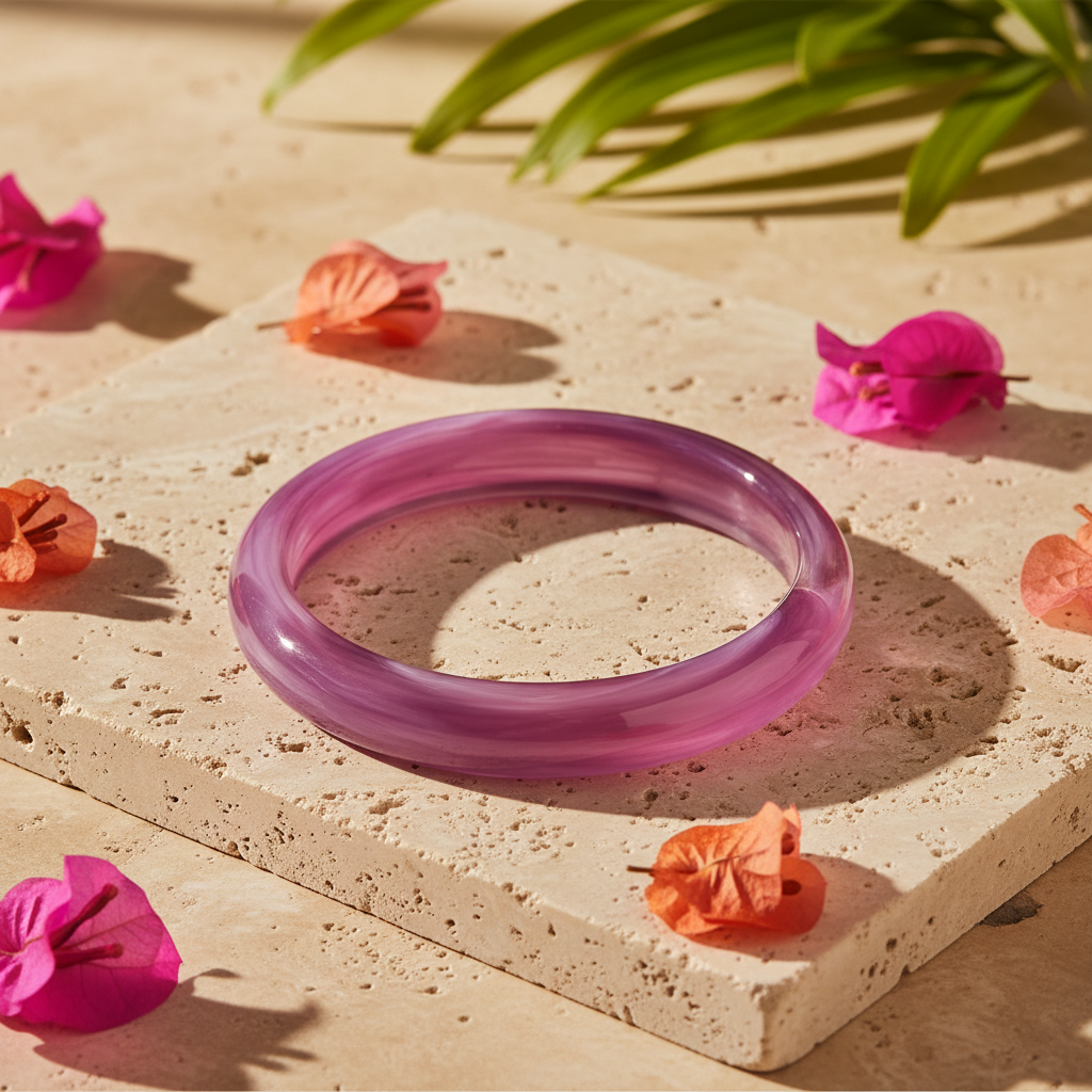 Round Stretch Bracelet - Plum