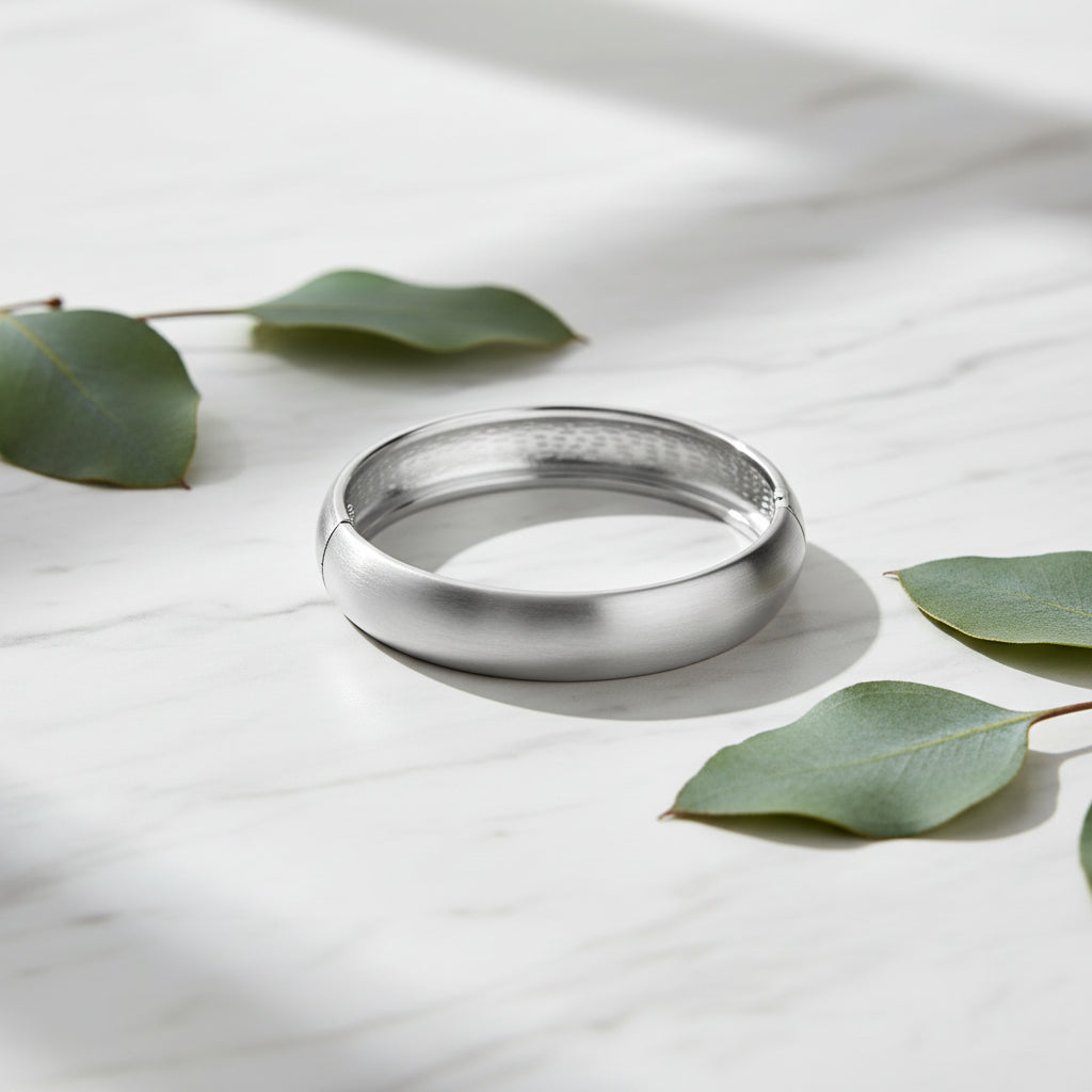 Smooth Hinged Bangle Silver